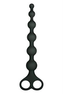 8 Inch Ribbed Silicone Anal Beads Black