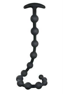 19 Inch Ribbed Silicone Anal Beads Black