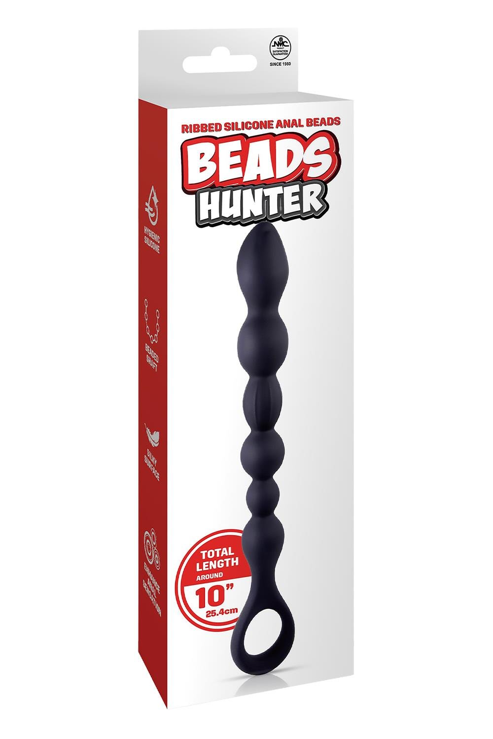 NMC 10 INCH RIBBED SILICONE ANAL BALL BEADS BLACK