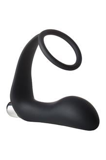 Vibrating Anal Plug with Cockring Black