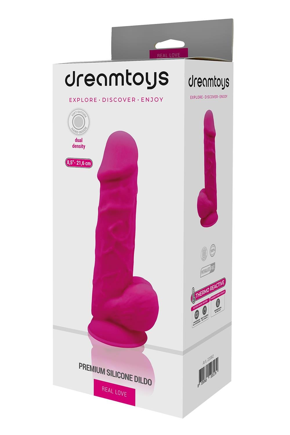 REAL LOVE DILDO WITH BALLS 8.5 INCH FUCHSIA
