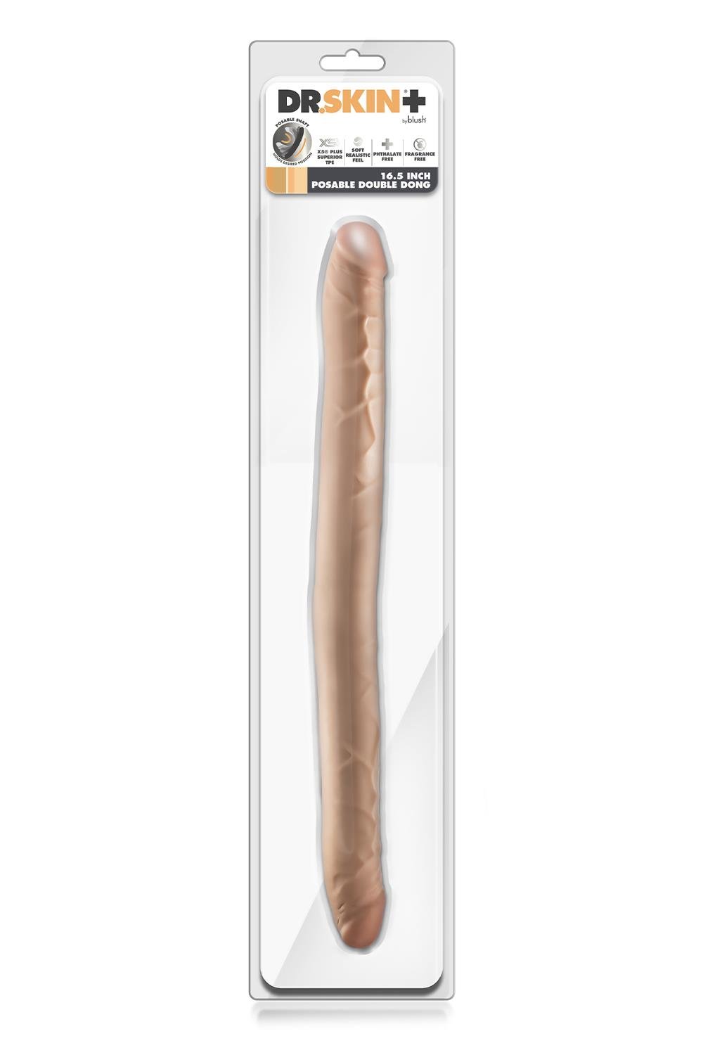 DR. SKIN PLUS 16.5” POSABLE DOUBLE DONG BEIGE