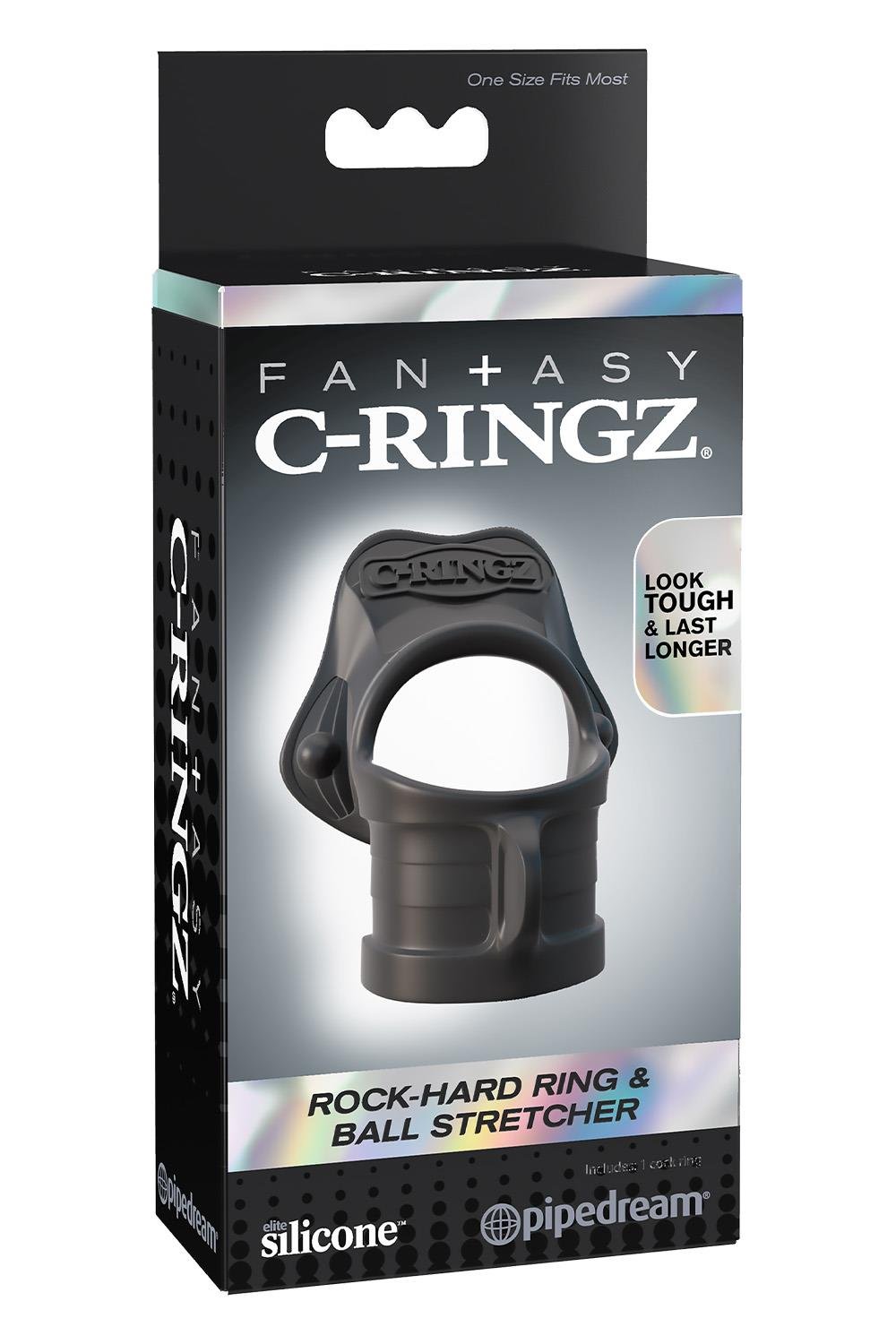 FANTASY C-RINGZ ROCK HARD RING & BALL-STRETCHER BLACK