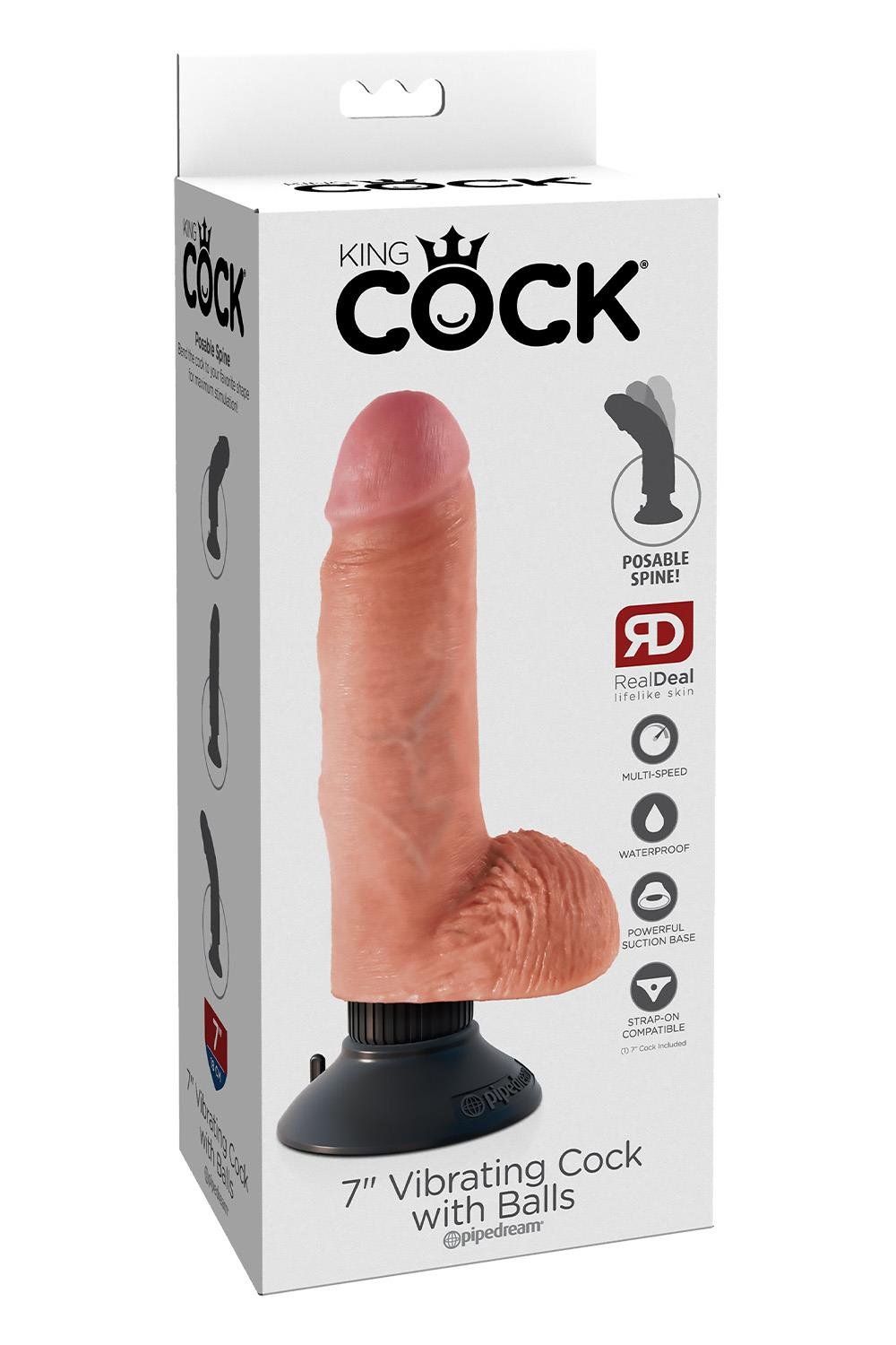 7 Inch Vibrating Cock with Balls Light