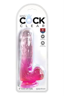 KING COCK CLEAR 6 INCH COCK WITH BALLS PINK