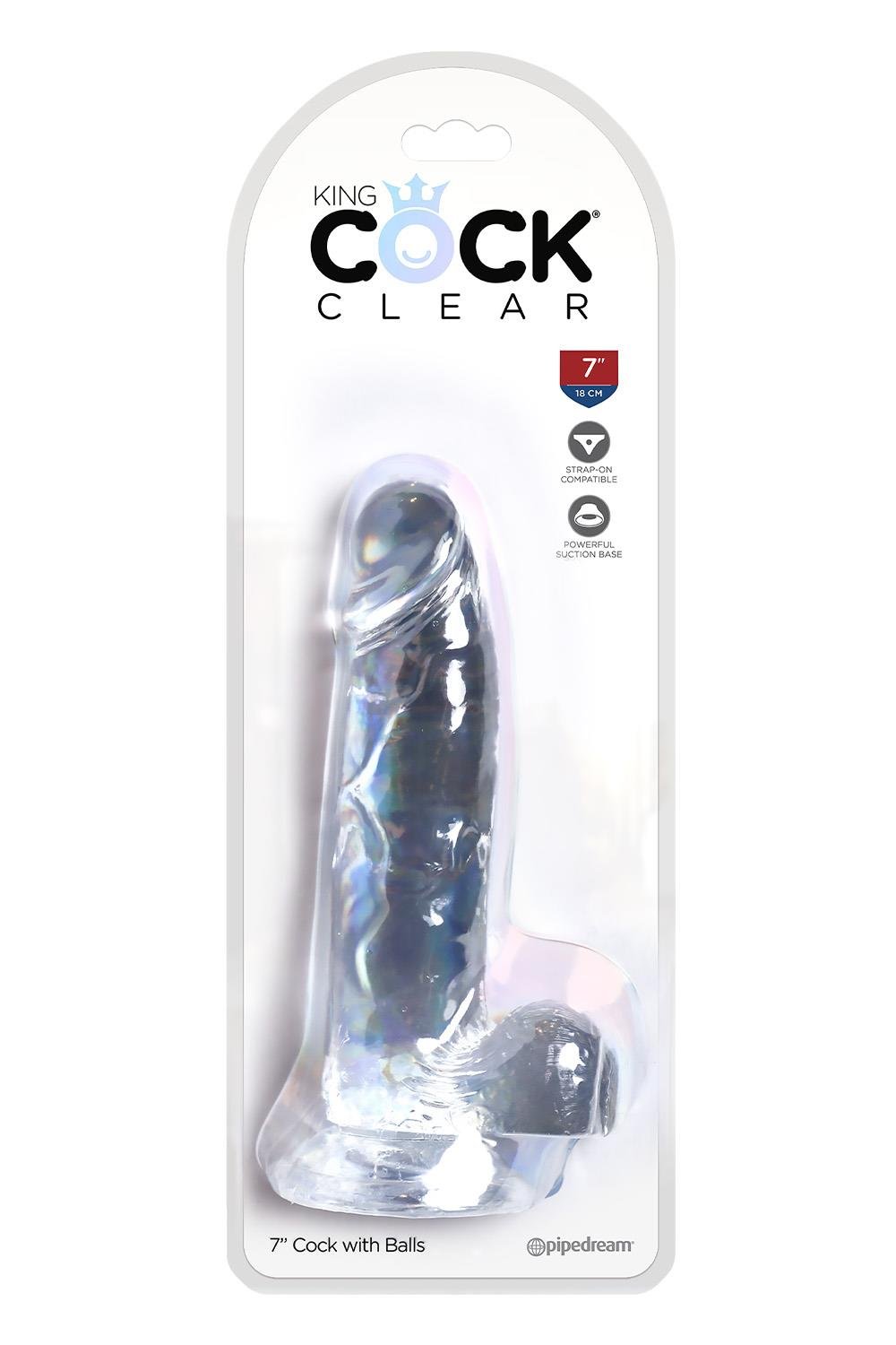 KING COCK CLEAR 7 INCH COCK WITH BALLS CLEAR