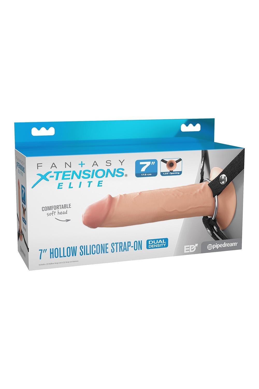 7 Inch Silicone Hollow Strap-On Dual Density Light