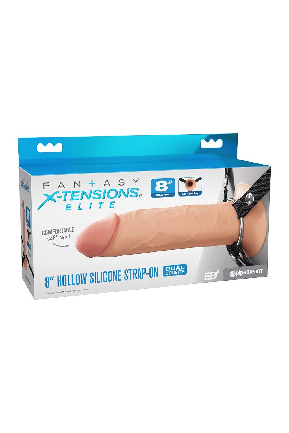 8 Inch Silicone Hollow Strap-On Dual Density Light