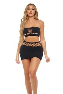 Net Worth 2 Pcs Bandeau Set Black