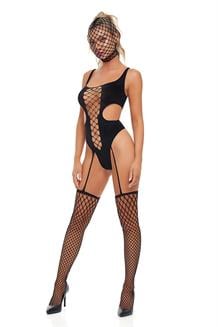 Sin N Chill Bodystocking with Mask Black
