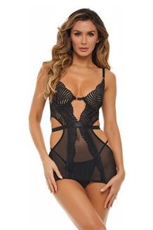 Bad Behavior 2 Pcs Chemise Set Black