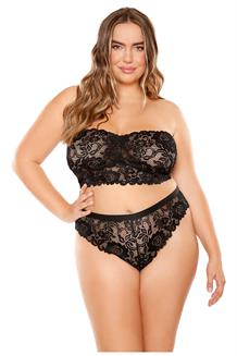 Perfect Match Scalloped Lace Bandeau & Cheeky Panty Black
