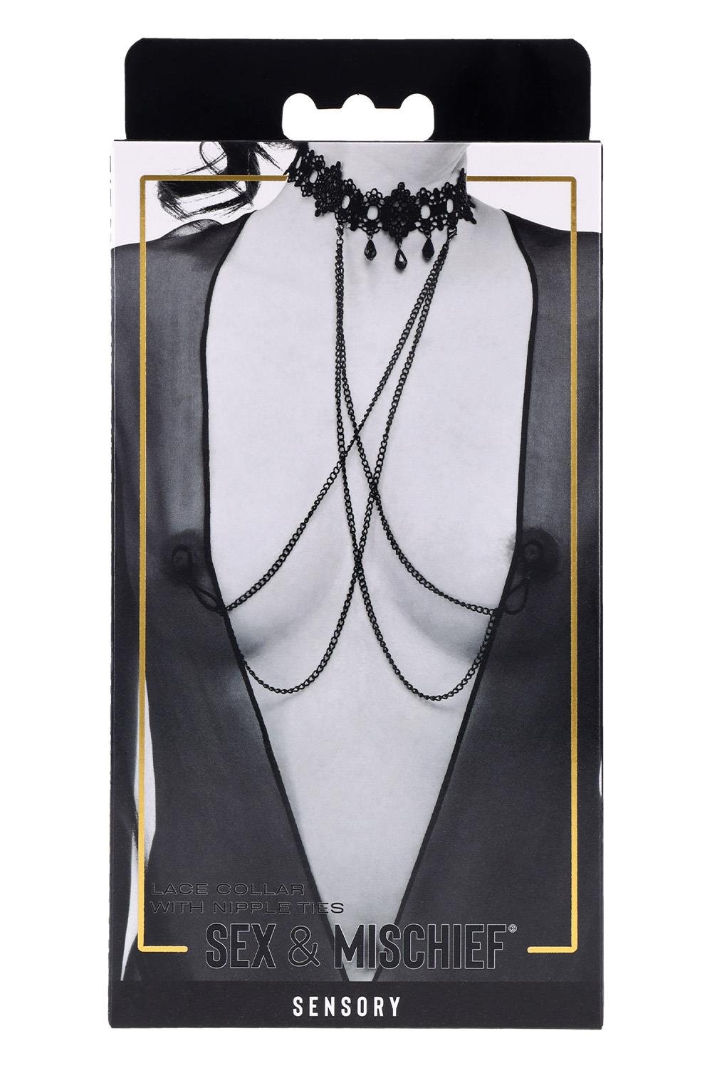 SPORTSHEETS SEX AND MISCHIEF LACE COLLAR WITH NIPPLE TIES