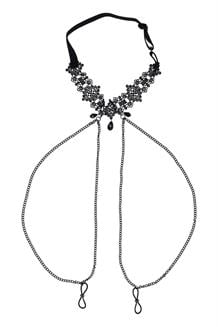 Lace Collar With Nipple Ties