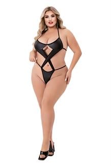 Criss Cross Wetlook Teddy Black, Q