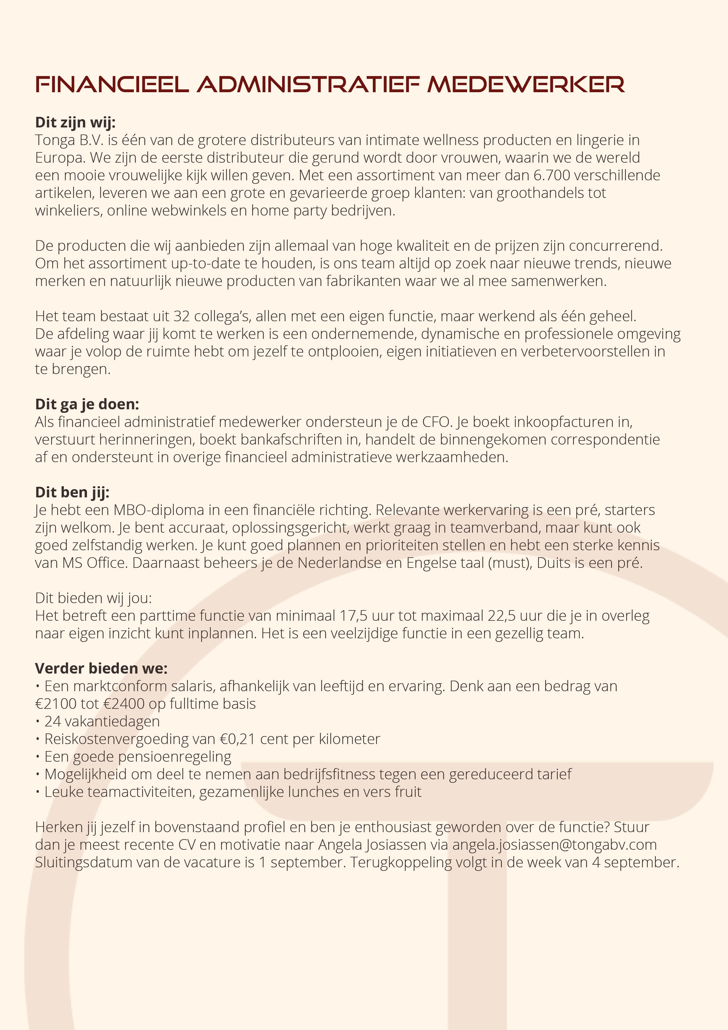 vacature financieel administratief medewerker